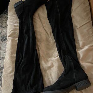 Ladies over-the-knee black suede boots size 10